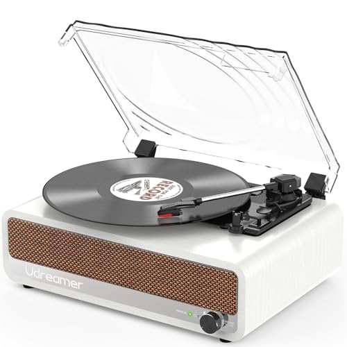 Udreamer Tocadiscos Bluetooth Tocadiscos de Vinilo Soporte USB AUX-in Auriculares RCA