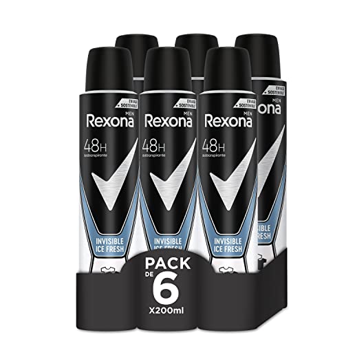 Rexona Invisible Desodorante Aerosol Antitranspirante para hombre Ice 200ml - Pack de