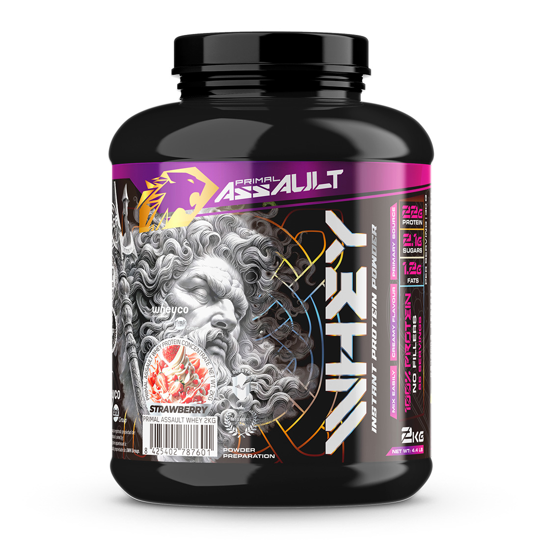 PRIMAL ASSAULT - Proteína de Suero 100% Concentrada WHEYCO® - Suplemento para Desarro