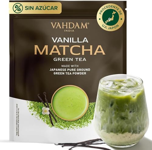 VAHDAM Polvo de Matcha Vainilla 100g-50 Tazas | Matcha Uji & Vainilla de Madagascar |