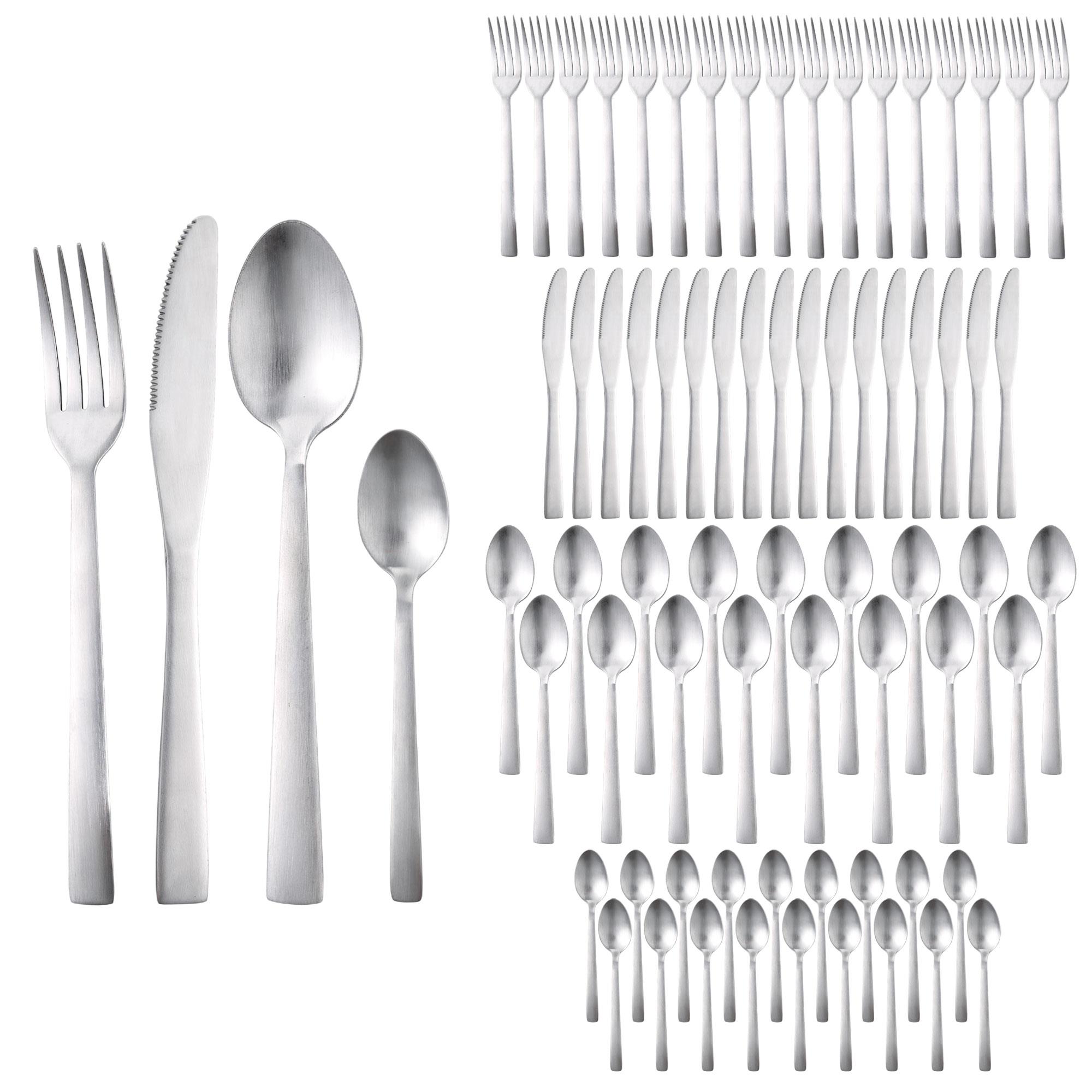 San Ignacio Cubertería de 72 Piezas en Acero inoxidable Mate, Set completo para 18 Se