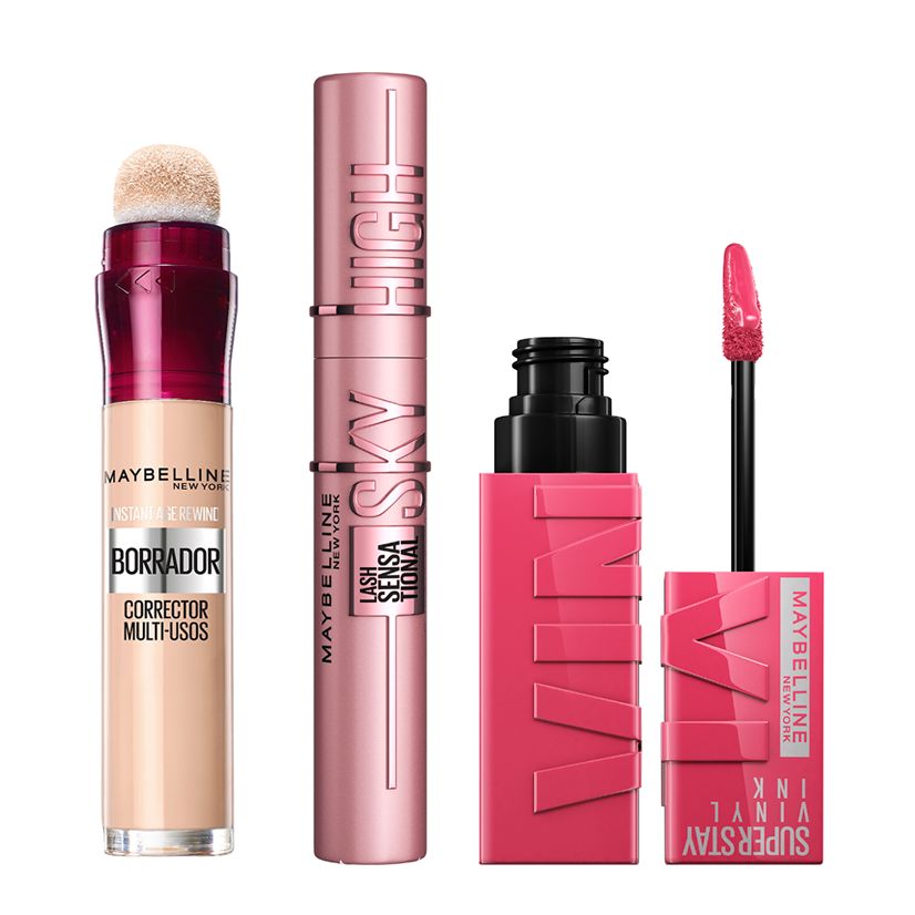 Maybelline New York  Pack Rutina Pintalabios Vynil tono Coy+ Mascara Lash High Sky Bl