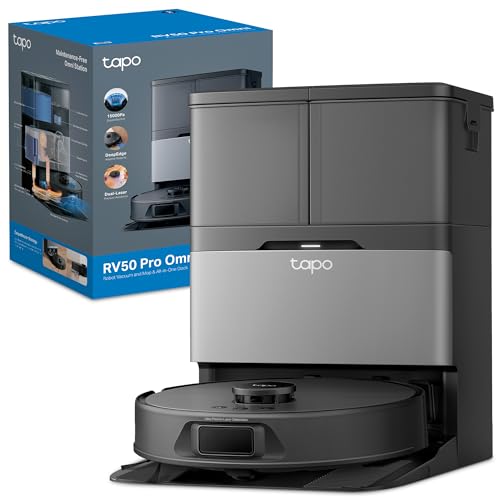Tapo Robot Aspirador RV50 Pro Omni – 15.000 Pa, Navegación Láser Dual, Autovaciado, C