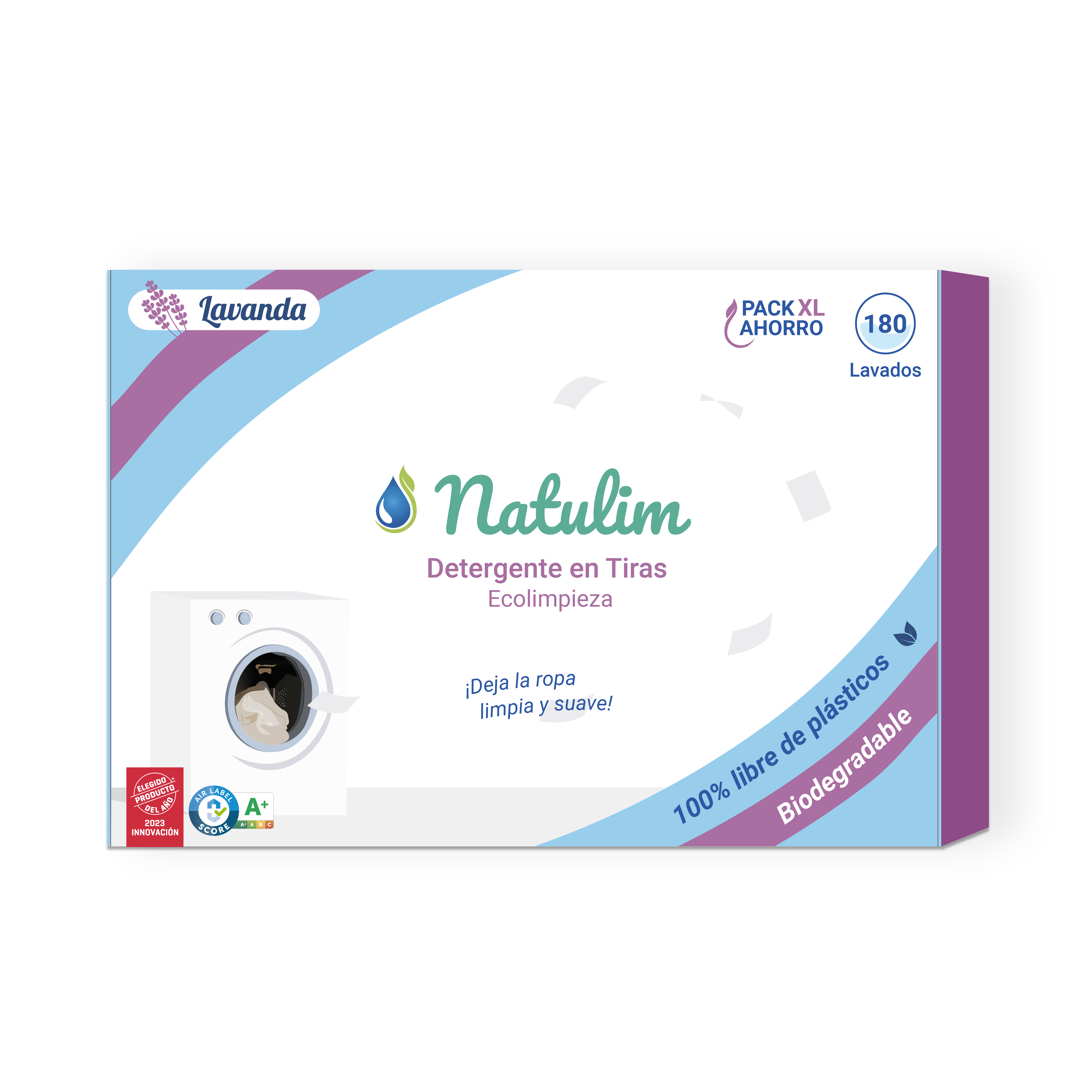 Natulim - Detergente en Tiras para Lavadora (180 Lavados) - Incluye efecto Suavizante