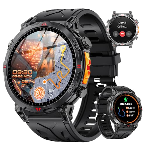 Rmana Reloj Inteligente Hombre con GPS, 1.6" AMOLED Pantalla Táctil Smartwatch Hombre