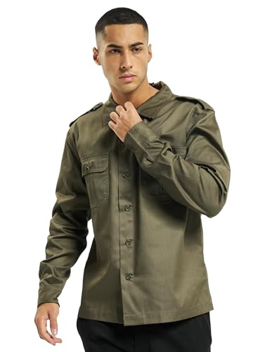 Brandit US Shirt Long Sleeve, color: olive, size: L