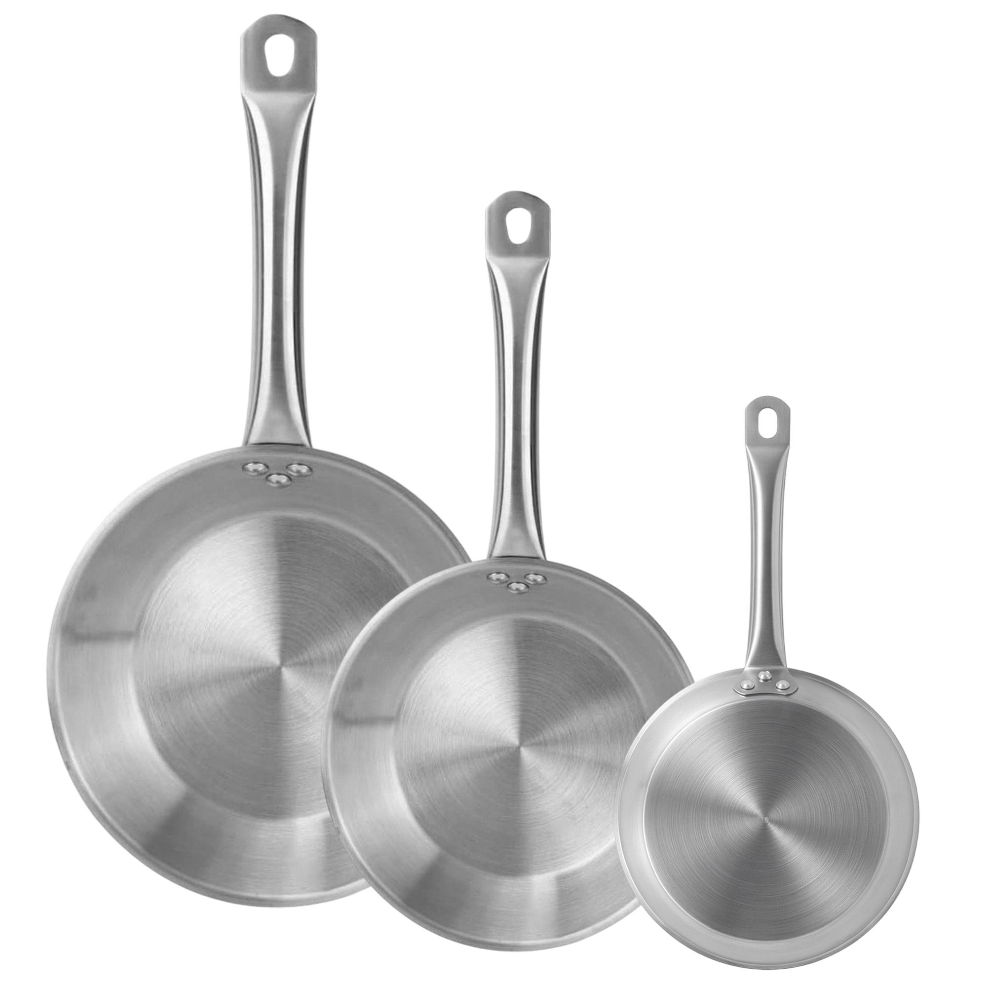 Wellhome Juego de Sartenes Acero Inoxidable 20/24/28/30cm - Apto Inducción Antiadhere