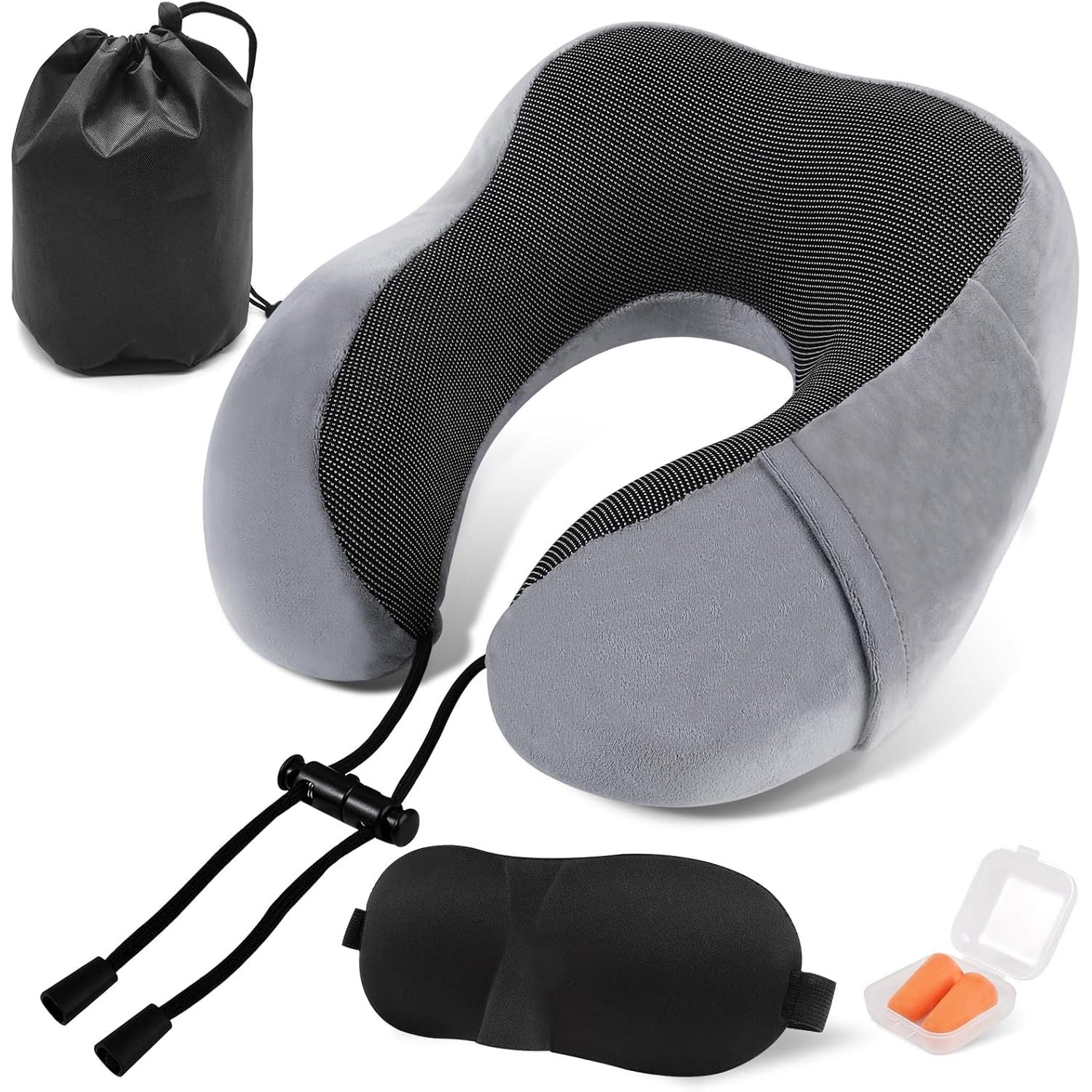 Artree Almohada Cervical Viscoelástica en Forma de U - Cojín de Viaje para Avión, Tre