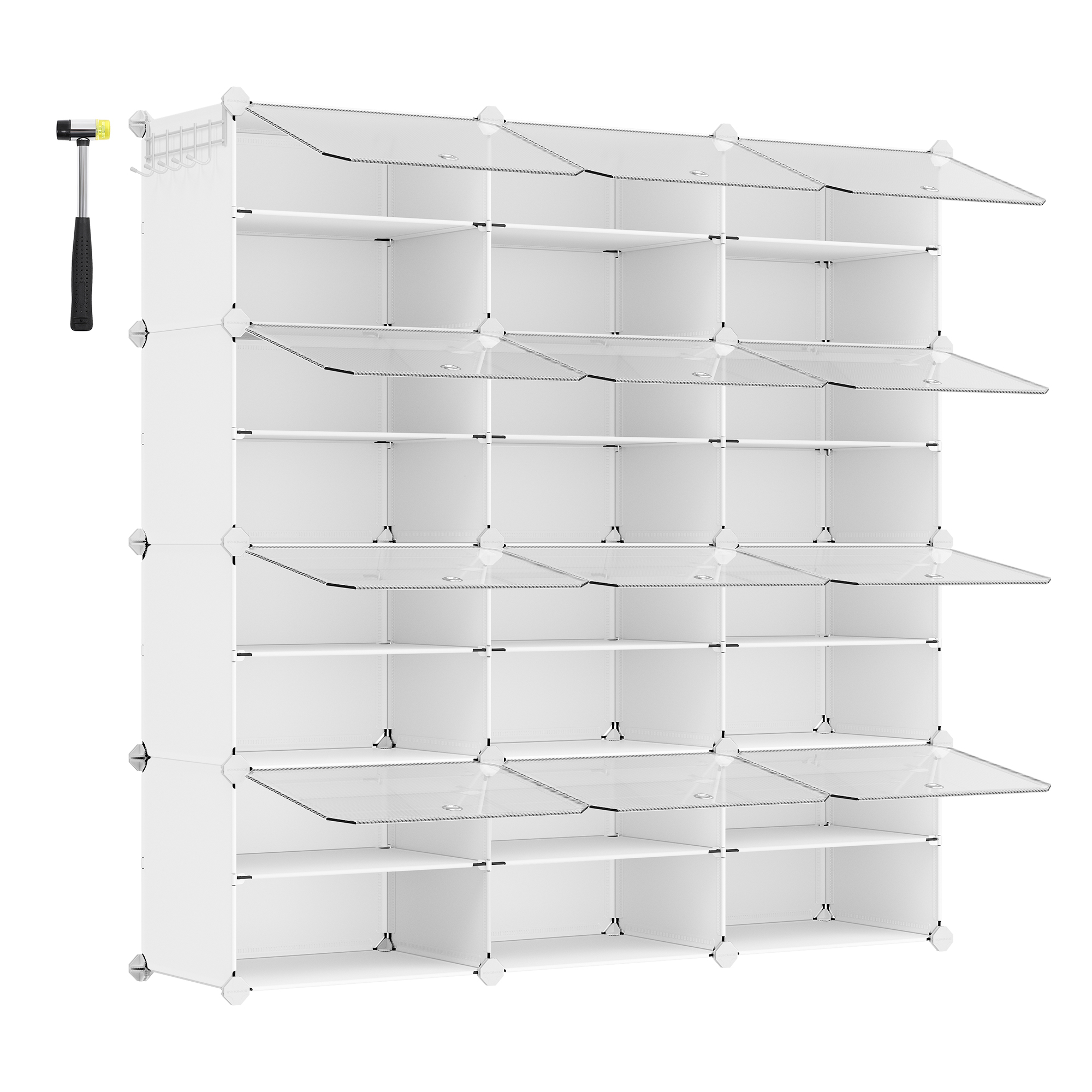 SONGMICS Mueble Zapatero Plástico, 12 Compartimentos, Zapatero Modular, Estantería Mo