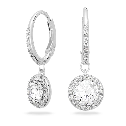 Swarovski Pendientes Angelic, Talla redonda, Blancos, Baño de rodio