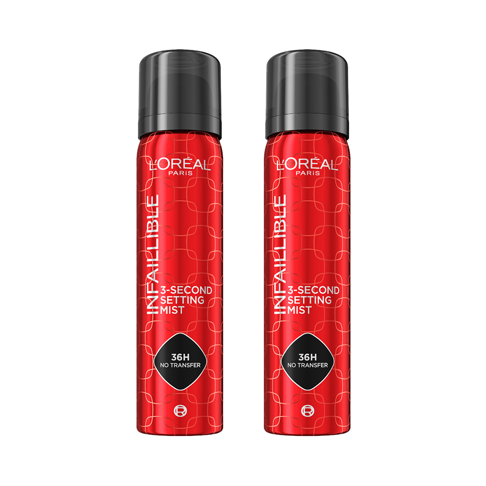 L'Oréal Paris Pack 2 Spray Fijador Infaillible 36h Duración Waterproof Oil-proof Maqu