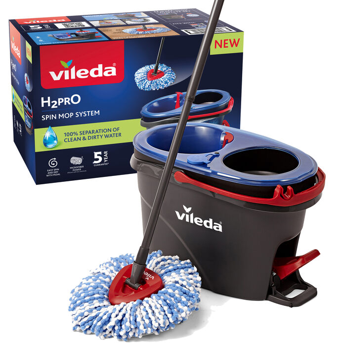 Vileda Mopa H2PRO Spin Mop o H2PRO Spin Mop + 2 Recambios  Cubo de doble cámara para 