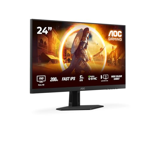 AOC 24G4HRE Gaming Monitor 24 Pulgadas 200Hz Panel Fast IPS, 1ms GtG, HDR10, G-Sync C
