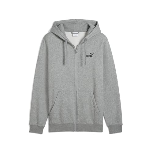 PUMA Sudadera con Capucha y Cremallera Essentials con Logo n.º 1 Hombre M, Medium Gra