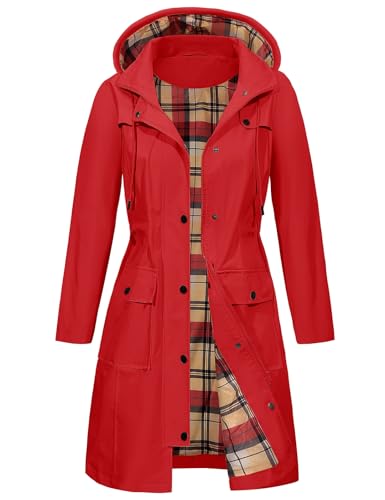 heekpek Chaqueta Chubasquero Mujer Parka Impermeable Largo Abrigo Ligero Gabardina Mu