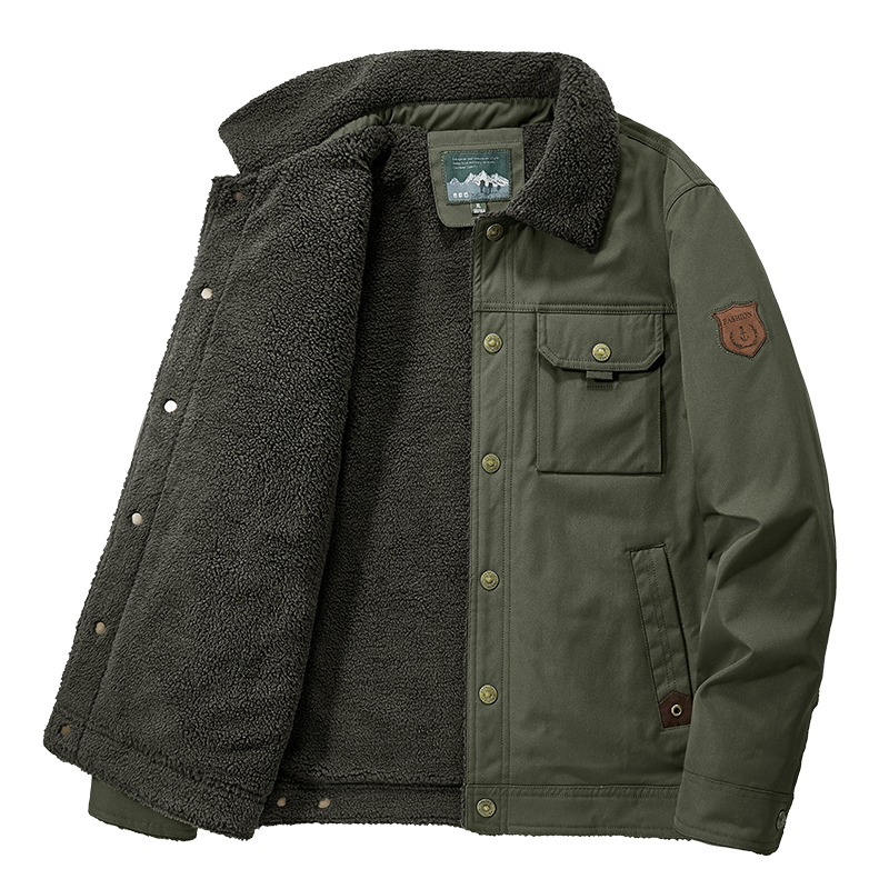 Chaqueta de Invierno de Vellón Cálido y Gruesa Abrigo Casual de Moda para Hombres