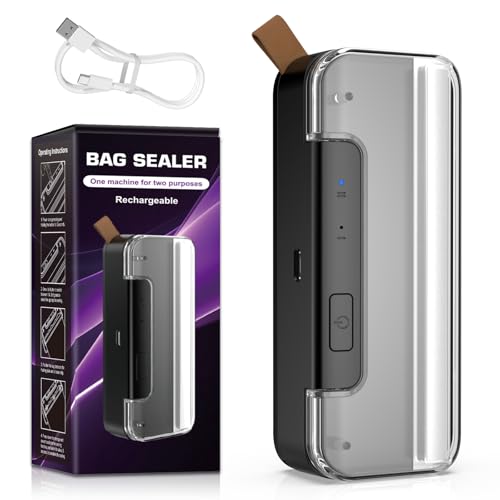 Mini Sellador de Bolsas, 2 en 1 con Cortador - Selladora Térmica Portátil Recargable 