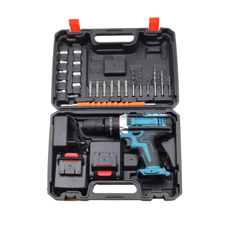 Set de taladro percutor inalambrico, con 2 baterias 21V 1,5 Ah, 25+3 Ajuste de Par, 2