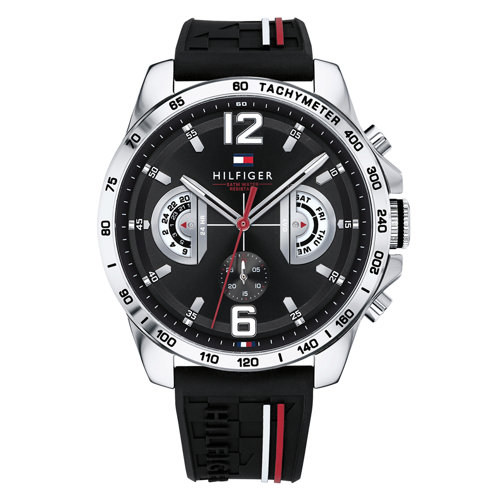 Reloj de Hombre Tommy Hilfiger 1791473, Esfera Negro de 46 MM + Caja de Regalo Elegan