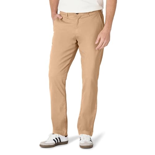 Amazon Essentials Pantalón Chino Elástico Informal Corte Deportivo Hombre, Marrón Caq