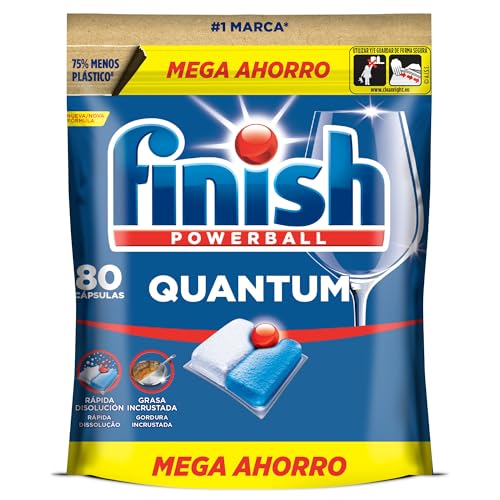 Finish Powerball Quantum All in 1 Pastillas para el lavavajillas todo en 1, limpieza 
