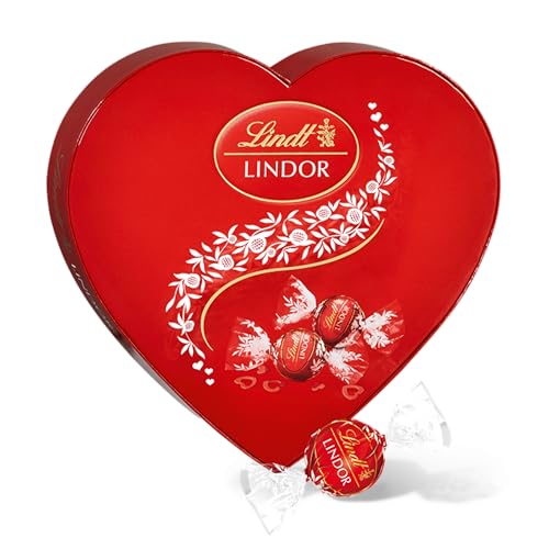 Lindt LINDOR Bombón Corazón Chocolate con Leche San Valentín, caja con aprox 16 bombo