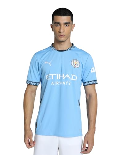 Puma MCFC Matchday - Camiseta de fútbol para Hombre, Equipo Azul Claro-Azul Marino, M