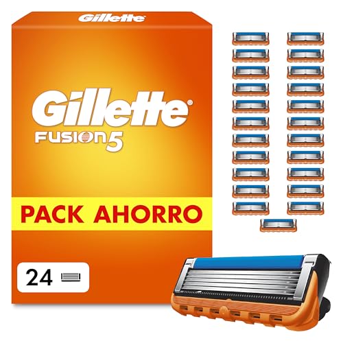 Gillette Fusion5 Cuchillas de Afeitar Hombre, Pack de 24 - Recambios para Maquinillas