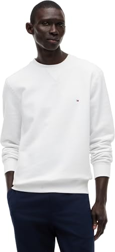 Tommy Hilfiger Sudadera Hombre Essential Fleece Crew Neck Regular Fit, Blanco (White)