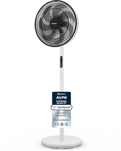 Pro Breeze AirFlo Slim Altura Ajustable 70-130 cm, Ventilador de Pie Silencioso con M