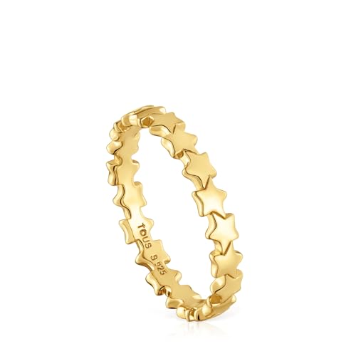 TOUS Anillo para Mujer con Baño de Oro 18 Kt Sobre Plata y Motivos Estrella, Colecció