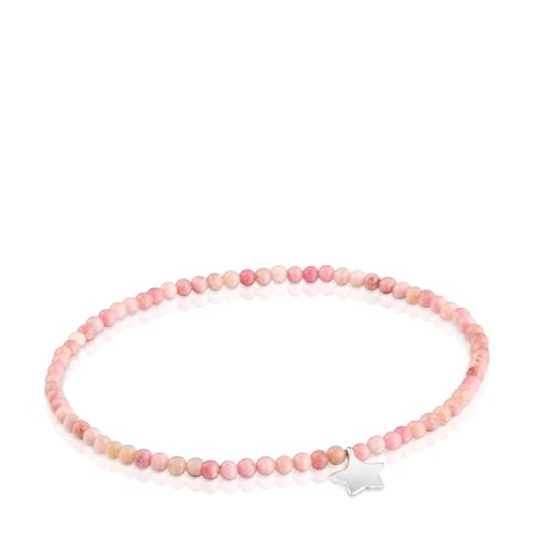 TOUS Pulsera Elástica para Mujer con Bolas Redondas Facetadas de Ópalo Rosa Tratado y