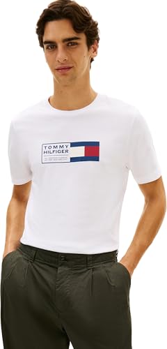Tommy Hilfiger Camiseta para Hombre Love Text Box tee MW0MW42366 S/S, Color Blanco, T