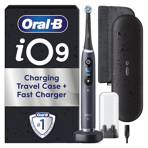 Oral-B iO 9 Cepillo de Dientes Eléctrico con 1 Cabezal, Negro - Cepillo Dental con Se