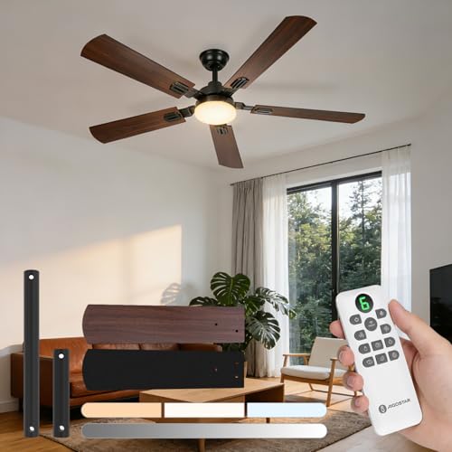 Aigostar Ventilador de Techo con Luz Silencioso 52″, Motor DC Reversible 33W, Mando a