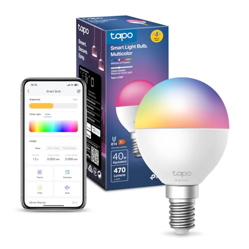 Tapo Bombilla WiFi L430P Smart P45, casquillo E14, 470 lúmenes, 16 millones de colore