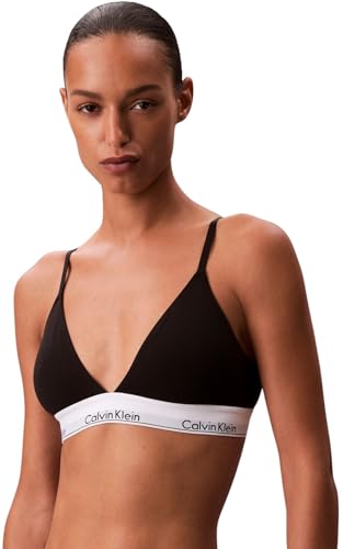 Calvin Klein Sujetador Triangular Mujer Lightly Lined con Logotipo en la Cintura, Neg