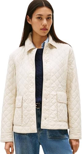 Tommy Hilfiger Cazadora acolchada Mujer Padded Nylon Slim Quilted con cuello francés,