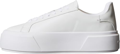 Calvin Klein Flatform Lace UP LTH MG YW0YW01928 Low Top para Mujer, Color Blanco (Tri