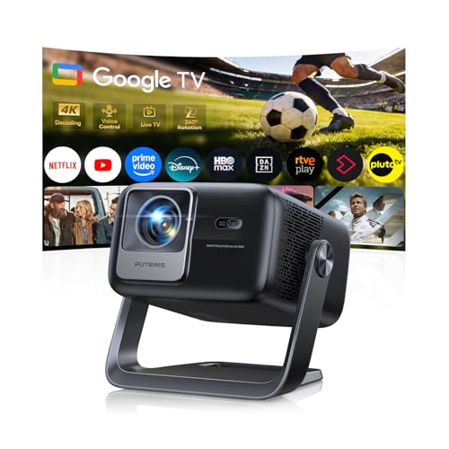 Proyector 4K【Google TV/30W Altavoz/360°Rotable】1200ANSI Proyector Portatil con oficia