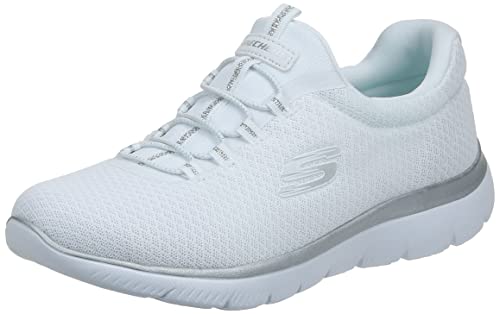 Skechers Mujer Summits 12980 Zapatillas, White Mesh/ Silver Trim, 37 EU ❗️ 🇪🇸