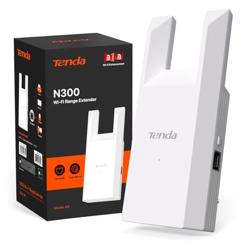 Tenda N300 Repetidor WiFi, Extensor Amplificador 2.4GHz 300Mbps, Instalación fácil, P