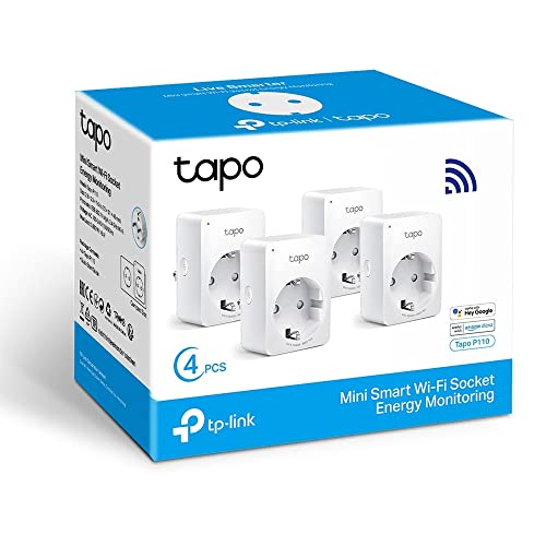 Tapo P110 (4 paquetes) – Mini enchufe inteligente Wi-Fi (con monitoreo de energía), p