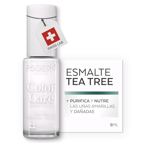 PODERM Esmalte Cuidado para Uñas con Tea Tree - Blanco French | Swiss Lab - 8ML | Enr