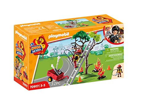 PLAYMOBIL Duck ON Call 70917 Acción Rescate de Bomberos Rescata al Gato, Juguetes par