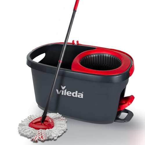 Vileda Turbo Set de Fregona con Cubo y Escurridor Giratorio Activado con Pedal | Palo