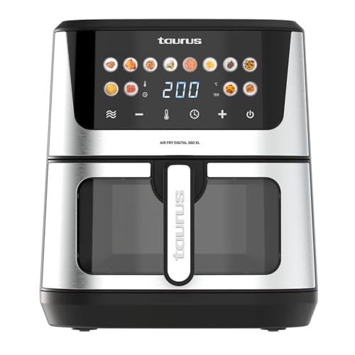 Taurus – Freidora aire Air Fry Digital 360 XL | 2100W | 8L | 12 programas | Pantalla 