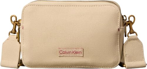 Calvin Klein Crossbody bag Mujer Webbing Strap Canvas Camera Bag pequeño, Beige (Khak