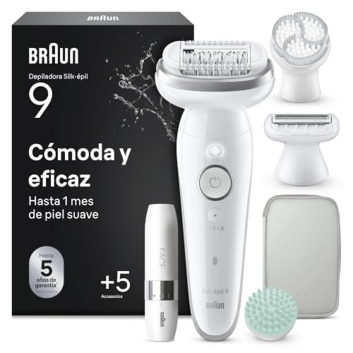 Braun Silk·épil 9 SkinSpa Depiladora Eléctrica Mujer, 9-381, Plata ❗️ 🇪🇸