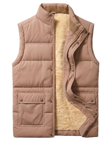 Xnova Chaleco Hombre con Forro Polar Casual (Caqui, L) ❗️ ​🇪🇸